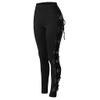 Women's Gothic Cargo Pants Retro Gothic High Elastic Plus Size Steampunk Criss Cross Lace Up Party Cosplay Trouser Black view 2