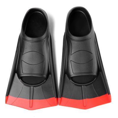 Fanwill Kids Swim Fins,Short Fins Swimming Flippers for Lap Swimming and Training for Child,Girls,Boys (Black&Red, XS)