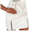 Midi Pencil Skirts for Women's Knee Length Faux Leather Skirts with Belt High Waisted Front Slit Pencil Skirt view 1