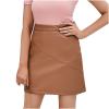 NaRHbrg Faux Leather Bodycon Slim Mini Pencil Skirt for Women Zip High-Waist Skirts Ladies Solid Button Short Skirts view 1