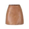 NaRHbrg Faux Leather Bodycon Slim Mini Pencil Skirt for Women Zip High-Waist Skirts Ladies Solid Button Short Skirts view 3