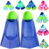Fanwill Kids Swim Fins,Short Comfortable Flippers for Lap Swimming and Training for Children,Girls,Boys,Beginners ,Youth,Women(Blue&Acid Lime, XS) view 1