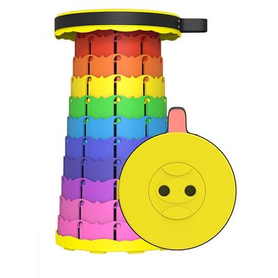 Hvsport Stools Portable Retractable Folding Stool, Retractable Adjustable Heavy Duty Stool for Adults, Suitable for Outdoor Camping, Fishing, Hiking (Rainbow) (Color : E)