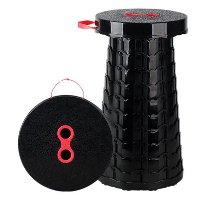 Hvsport Stools Foldable Stool, Adjustable Retractable Stool Portable, Camping Stool, Suitable for Outdoor Indoor Fishing, Barbecue, Garden Trip, Train Queuing (Color : Black, Size : 25 * 6.0cm)