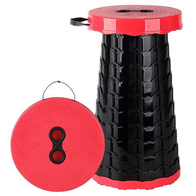 Hvsport Stools Foldable Stool, Adjustable Retractable Stool Portable, Camping Stool, Suitable for Outdoor Indoor Fishing, Barbecue, Garden Trip, Train Queuing (Color : Red, Size : 25 * 6.0cm)