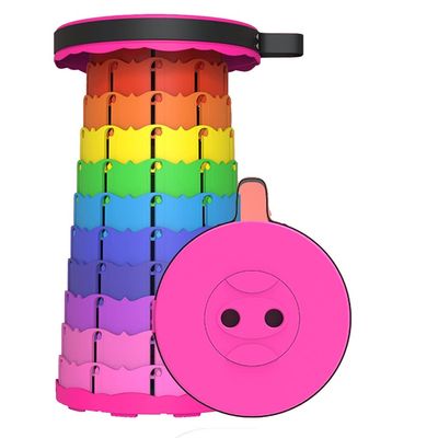 Hvsport Stools Portable Retractable Folding Stool, Retractable Adjustable Heavy Duty Stool for Adults, Suitable for Outdoor Camping, Fishing, Hiking (Rainbow) (Color : F)