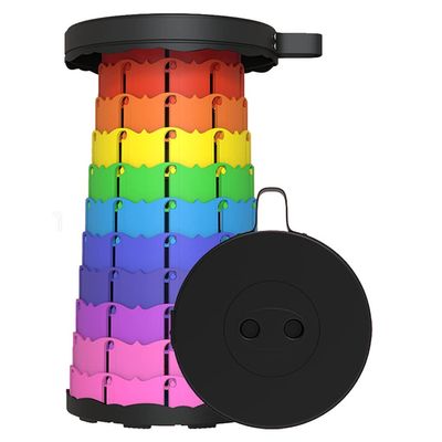 Hvsport Stools Portable Retractable Folding Stool, Retractable Adjustable Heavy Duty Stool for Adults, Suitable for Outdoor Camping, Fishing, Hiking (Rainbow) (Color : B)