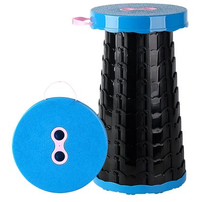 Hvsport Stools Foldable Stool, Adjustable Retractable Stool Portable, Camping Stool, Suitable for Outdoor Indoor Fishing, Barbecue, Garden Trip, Train Queuing (Color : Blue, Size : 25 * 6.0cm)