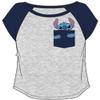 Juniors Stitch Grey T-Shirt with Stitch Peeking from The Pocket, Disney Souvenir Gift for Girls (Medium) view 1