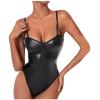 NaRHbrg Sexy Women's Plus Size Lingerie PVC Leather Halter Neck One Piece Teddy Bodysuit Leotard Catsuit Clubwear view 1