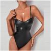 NaRHbrg Sexy Women's Plus Size Lingerie PVC Leather Halter Neck One Piece Teddy Bodysuit Leotard Catsuit Clubwear view 2