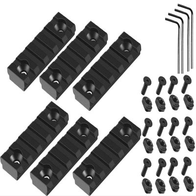 360 Tactical New 5 Slots M LOK Aluminum Section - 3 inch 4 Screw and 4 Nuts with 2 Allen-Wrench (3 Pair 6 Pcs)