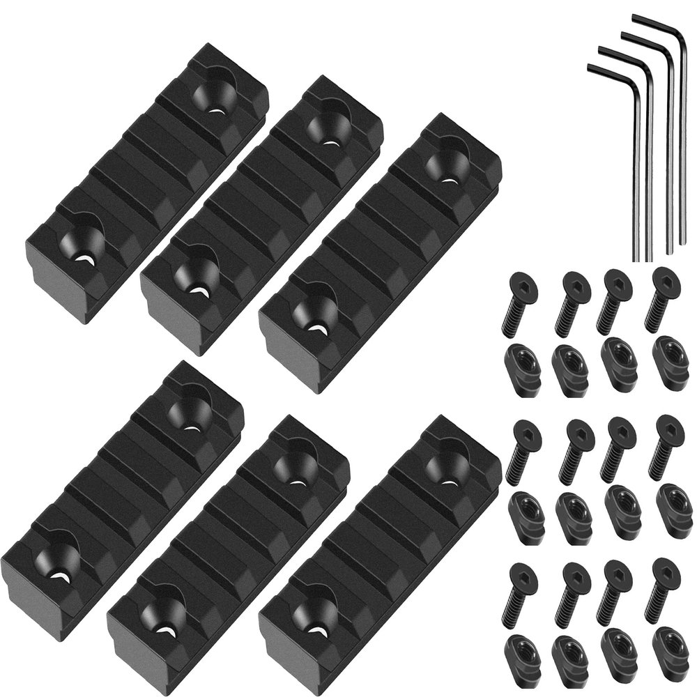 360 Tactical New 5 Slots M LOK Aluminum Section - 3 inch 4 Screw and 4 Nuts with 2 Allen-Wrench (3 Pair 6 Pcs)