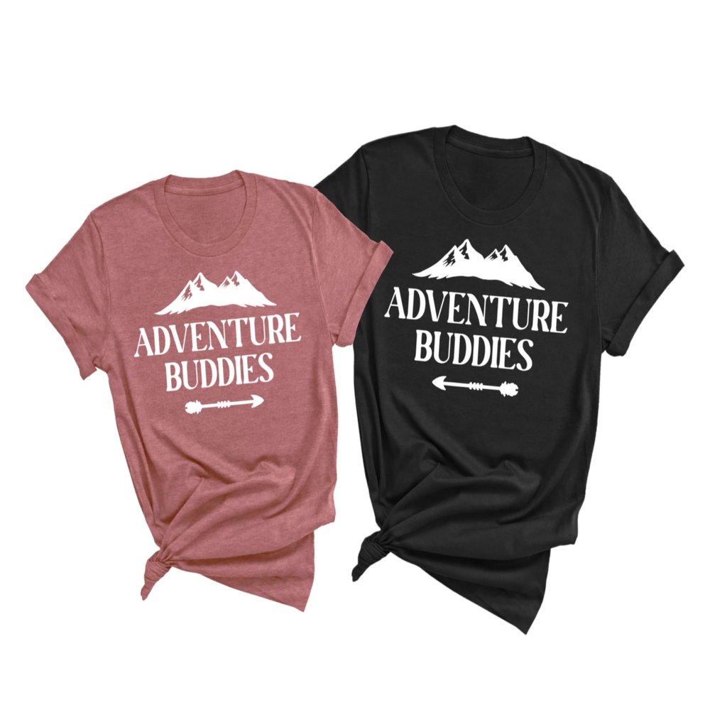 Couples Adventure Buddies Tshirt, Matching Mountain Outfit for Women, Hiking Camping Tee, Gift for Camping Lovers, Camper Gifts for Couples Matching Gift