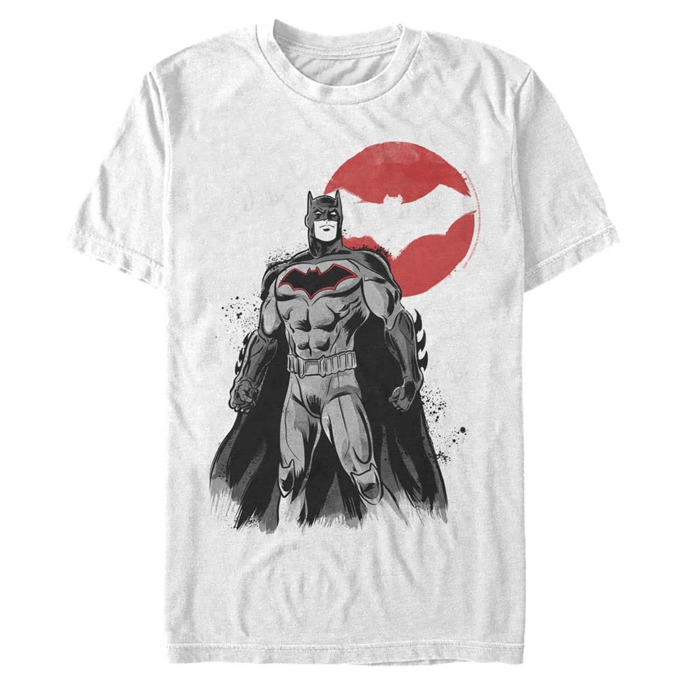 Warner Brothers Men's Big Batman SUMI-E T-Shirt, White, 4X-Large Tall
