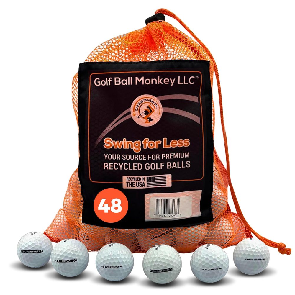 Golf Ball Monkey Cheap Recycled Golfballs for Callaway Golf Balls Mix for Callaway Supersoft, Superhot, Warbirds, Diablo, Chromesoft & Hex Tour Soft w/Mesh Bag (48-4A/Near Mint, White)