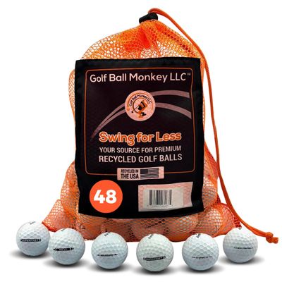 Golf Ball Monkey Cheap Recycled for Callaway Golf Balls White Mix 5A /Mint -48 Pk for Callaway Supersoft, Superfast, Superhot, Warbirds, Diablo, Chromesoft, Reva & Hex Tour Soft w/Mesh Bag
