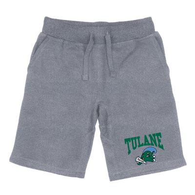 Tulane University Green Wave Premium College Fleece Drawstring Shorts - Heather Grey, Medium