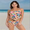 Sunshine79 Women's Midkini Bikini Swimsuit Top, Multi//Love Swirl, 4 view 3