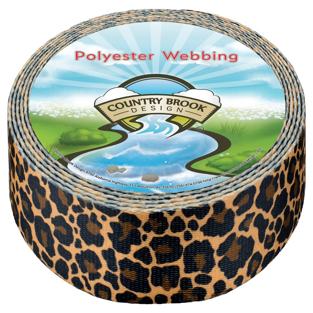 Country Brook Design - Leopard Print Polyester Webbing (1 1/2 Inch, 50 Yards)