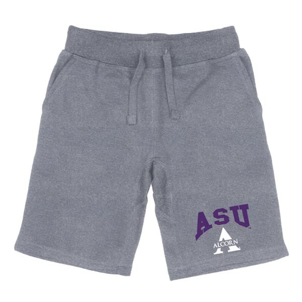 Alcorn State University Braves Premium College Fleece Drawstring Shorts - Heather Grey, Medium