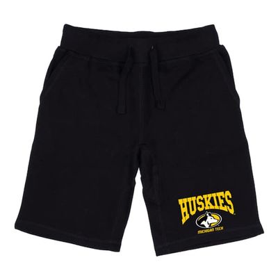 Michigan Technological University Huskies Premium College Fleece Drawstring Shorts - Black, X-Large