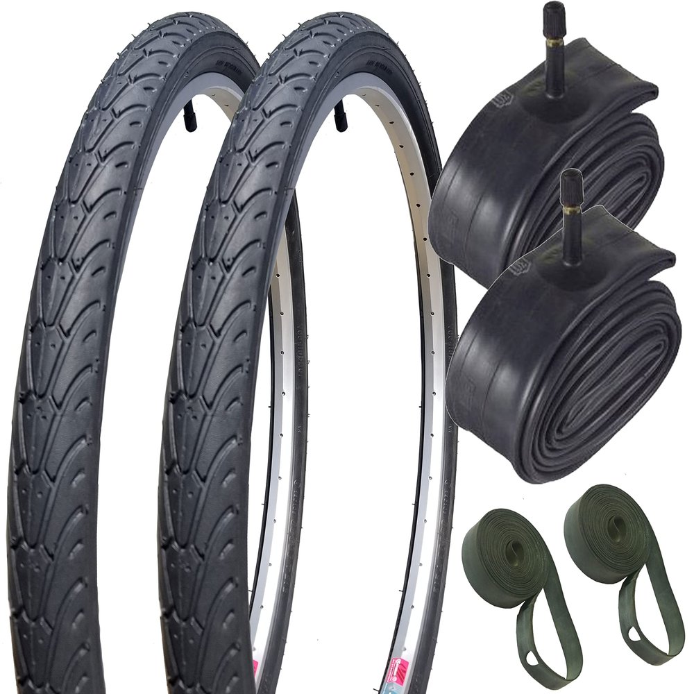 2 Pack - Bike Tire, 700c x 38 City Slick II Tire, Tube & Rim Strip Bundle - (Set of 2 Tires, Tubes and Rim Strips)