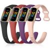 GEAK Slim Band Compatible with Fitbit Charge 5/6, Soft Silicone Sport Replacement Wristbands for Women & Men, Black/Plum/Red/Pink