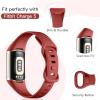 GEAK Slim Band Compatible with Fitbit Charge 5/6, Soft Silicone Sport Replacement Wristbands for Women & Men, Black/Plum/Red/Pink view 3