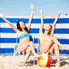 Beach Wind Screen 15.7ft Wind Blocker Beach Barrier Blue White Privacy Screen with Wooded Poles Mallet and Bag for Outdoor Summer Vacation view 2