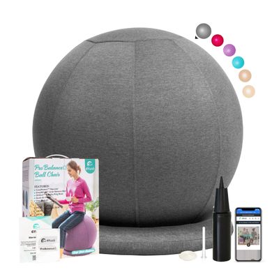 ENOVI ProBalance Yoga Ball Chair, Exercise Ball with Slipcover and Base for Office and Home, Birthing and Pregnancy, 55cm, FG
