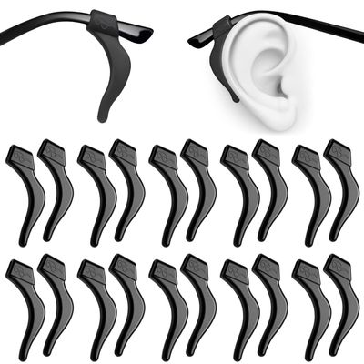 PTSLKHN Soft Silicone 10 Pairs of Glasses Anti Slip Ear Hooks, Eyeglass Ear Grips for Glasses, Sunglasses, Reading Glasses (Black)