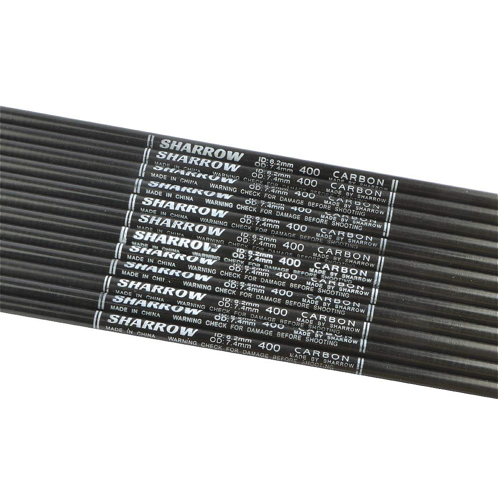 SHARROW 30 Inch Archery Pure Carbon Arrow Shafts ID 6.2mm Spine 400 Bare Shaft Carbon Fiber Arrow Shaft Tube for DIY Compound Recurve Bow Hunting Shooting Arrows 6/12/24pcs (24)