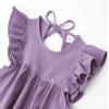 lymanchi Kid Girls Summer Cotton Linen Ruffle Halter Sleeveless Beach Party Dress 818 Purple 100 view 4