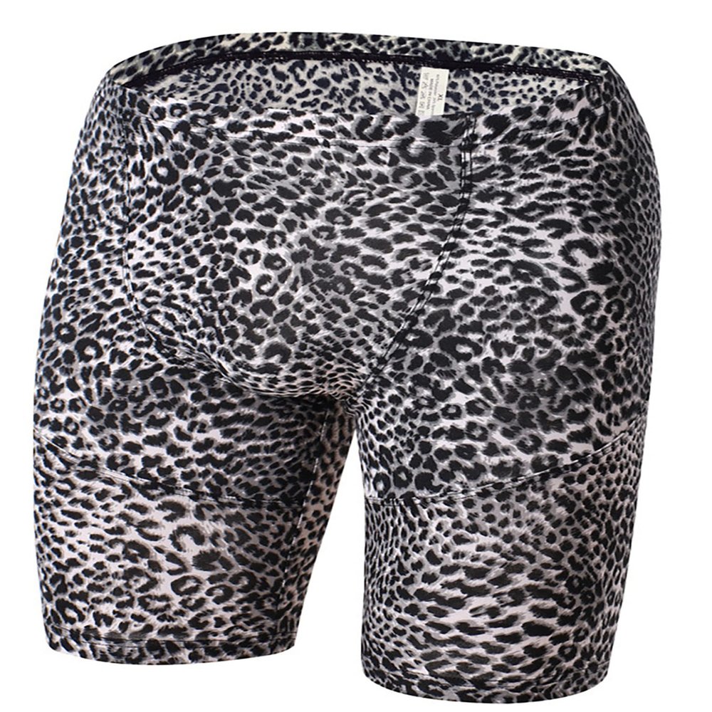 Huimingda Tight Shorts Men Workout Fashion Leopard Print Compression Shorts Sport Bottoms Black X-Large