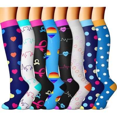 FEYHAY Copper Compression Socks(8 Pairs) for Men & Women 15-20 mmHg is Best Athletic & Daily for Running Flight Travel Climbing (Small-Medium, 05 navy/Gray/Black)