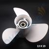 OVERSEE 13x19-K Aluminum Alloy Propeller for Yamaha Replaces 6E5-45941-00-EL 50HP 60HP 70HP 75HP 80HP 85HP 90P 100HP 115HP 130HP 140HP Outboard Motors 15 Spline Tooth -Outboard view 2
