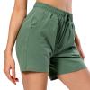 Ksmien Women's Knit Cotton Bermuda Shorts with Deep Pockets for Women Lounge Walking Running Athletic Loden Frost view 3