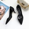 LUXINYU,Women Pointed Toe Heels Solid Classic Elegant Ladies Pumps Sexy Leopard Suede Heeled Dress Shoes Comfort Work Shoes,Black,7 view 3