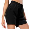Ksmien Women's Knit Cotton Bermuda Shorts with Deep Pockets for Women Lounge Walking Running Athletic Black view 3