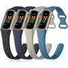GEAK 4 Pack Slim Band Compatible with Fitbit Charge 5/Charge 6 Bands Women Men, Soft Silicone Sport Replacement Wristbands for Fitbit Charge 5/Charge 6 Fitness Tracker, Black/Slate/Navy Blue/Gray view 1
