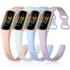 GEAK 4 Pack Slim Band Compatible with Fitbit Charge 5/Charge 6 Bands Women Men, Soft Silicone Sport Replacement Wristbands for Fitbit Charge 5/Charge 6 Fitness Tracker, Pink/Lilac/White/Lavender view 1