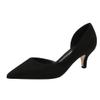 LUXINYU,Women Pointed Toe Heels Solid Classic Elegant Ladies Pumps Sexy Leopard Suede Heeled Dress Shoes Comfort Work Shoes,Black,9 view 2
