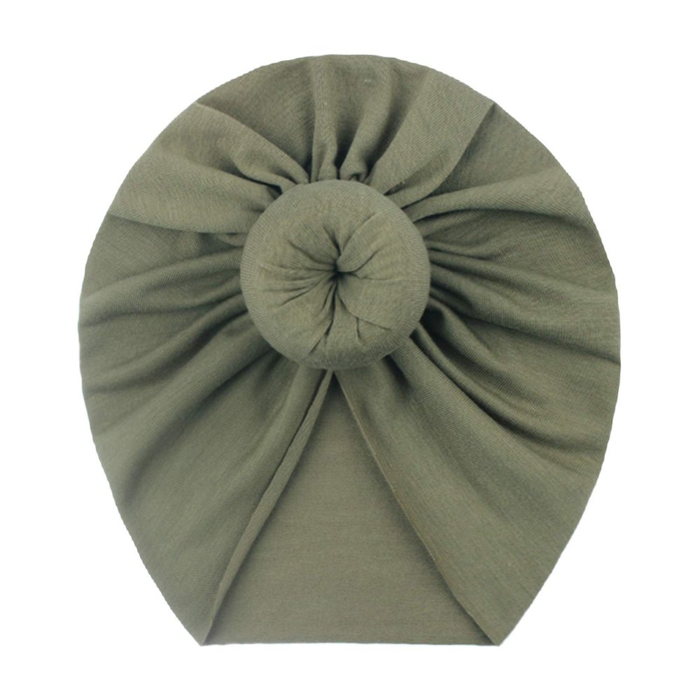 POLG Baby Boys Girls Turban Hats Solid Bow Bun Knot Infant Beanie Baby Girl Soft Cute Cap Toddler Headwear Accessories 0-3Y (Green, One Size)