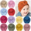 POLG Baby Boys Girls Turban Hats Solid Bow Bun Knot Infant Beanie Baby Girl Soft Cute Cap Toddler Headwear Accessories 0-3Y (Green, One Size) view 2