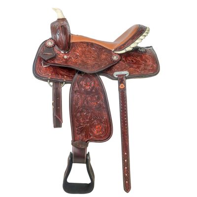 Y&Z Leather Western Barrel Racing Horse Saddle Headstall Breast Collar and Reins 14"-18" (14.5 inch)