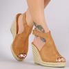 Ulanda-Shoes Wedge Sandals for Women, Ulanda WomenSlip On Peep Toe Backless Platform Sandals Slide Wedge Sandal X14 Khaki 6.5 view 2