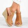 Ulanda-Shoes Wedge Sandals for Women, Ulanda WomenSlip On Peep Toe Backless Platform Sandals Slide Wedge Sandal X14 Khaki 6.5 view 3