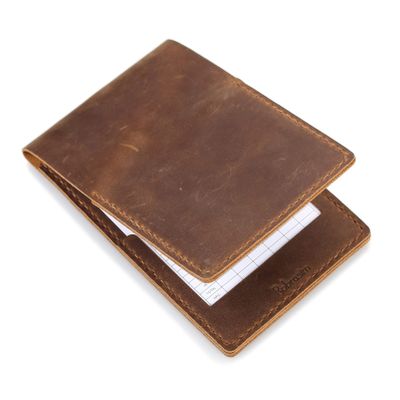 Robrasim Handmade Leather Yardage Book Cover, Leather Golf Scorecard Holder - Brown