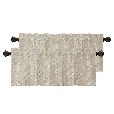 BaoNews Floral Vintage Abstract Kitchen Valances Window Curtain, Floral Tapestry Pastels Foliage Print Blackout Decoration Small Window Valances Curtains Drapes Kitchen Bedroom, 52 X 18 Inch Set of 2